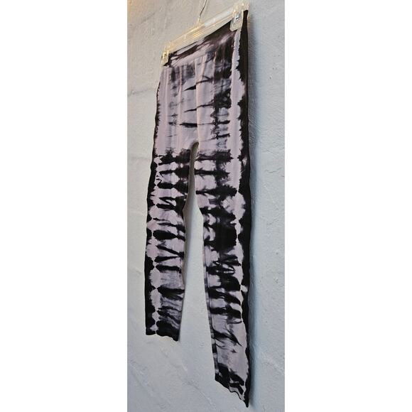 Womens Seamless Leggings Medium Large Gray Black Tie Dye Mid Rise Soft Pull On - Picture 2 of 10